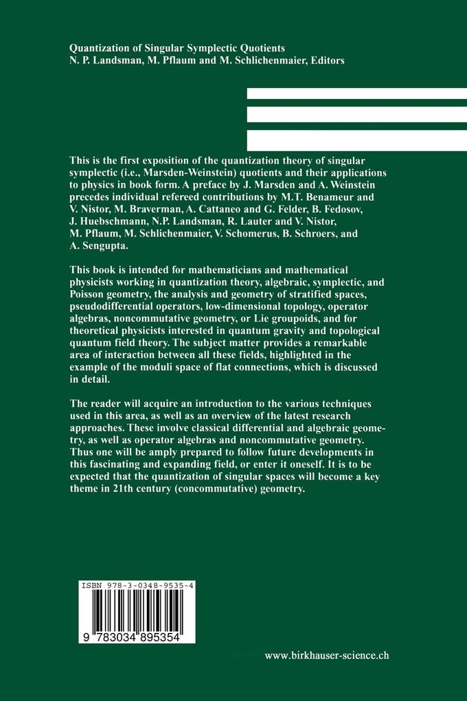 Weitere Ansicht: Quantization of Singular Symplectic Quotients