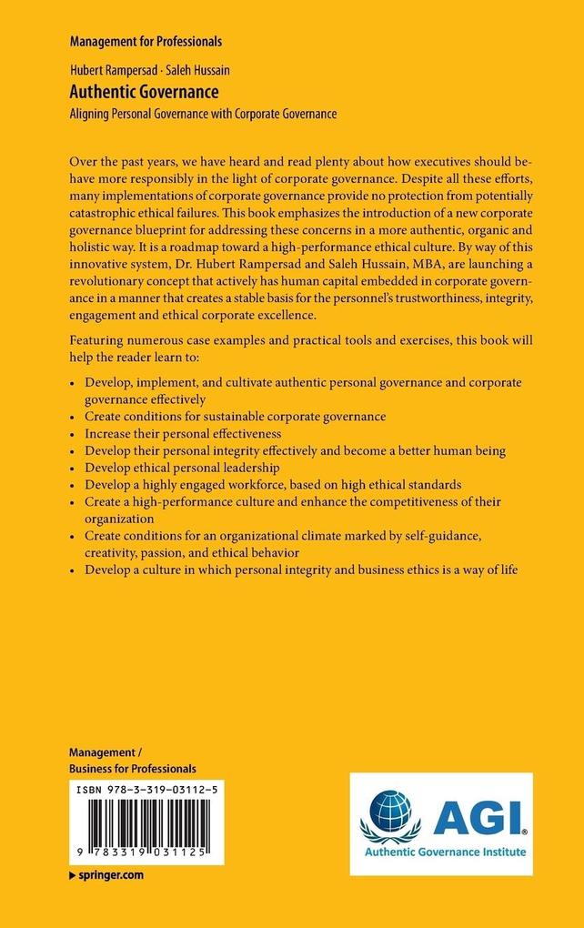 Weitere Ansicht: Authentic Governance | Rampersad, Mba Hussain, Hubert Rampersad, Saleh Hussain