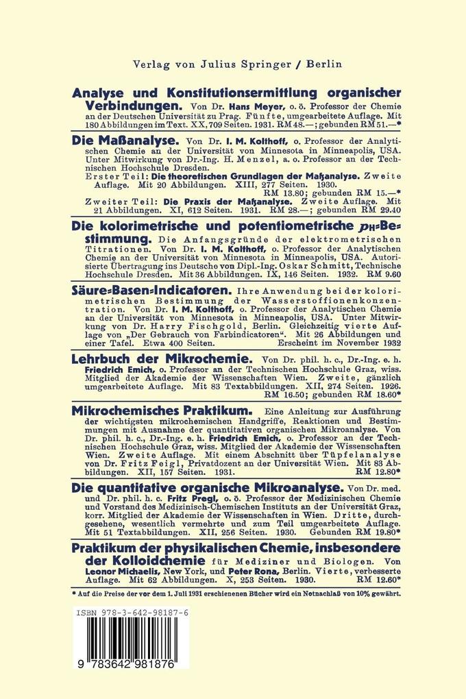 Weitere Ansicht: Qualitative Analyse auf präparativer Grundlage | W. Strecker