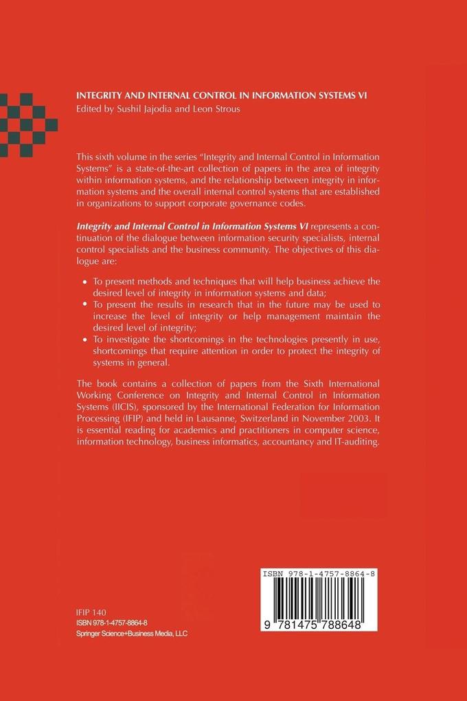 Weitere Ansicht: Integrity and Internal Control in Information Systems VI