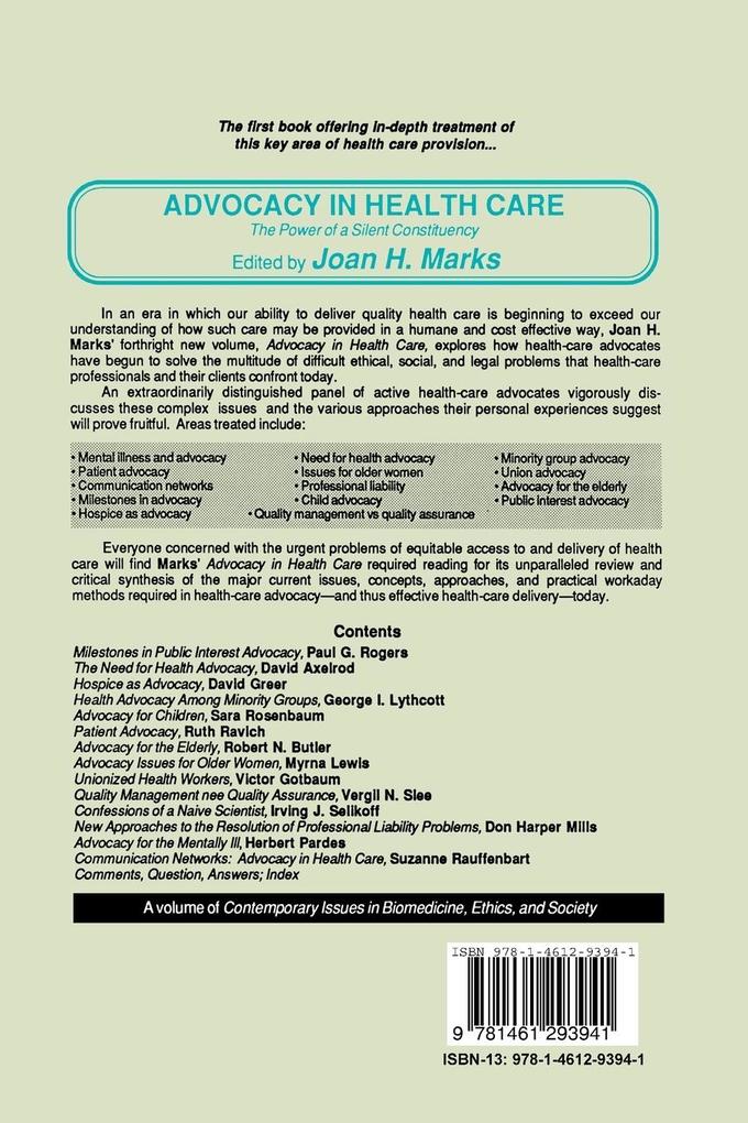 Weitere Ansicht: Advocacy in Health Care | Joan H. Marks