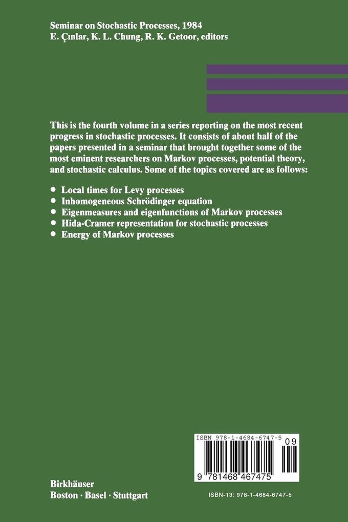 Weitere Ansicht: Seminar on Stochastic Processes, 1984 | Chung, Cinlar, Getoor