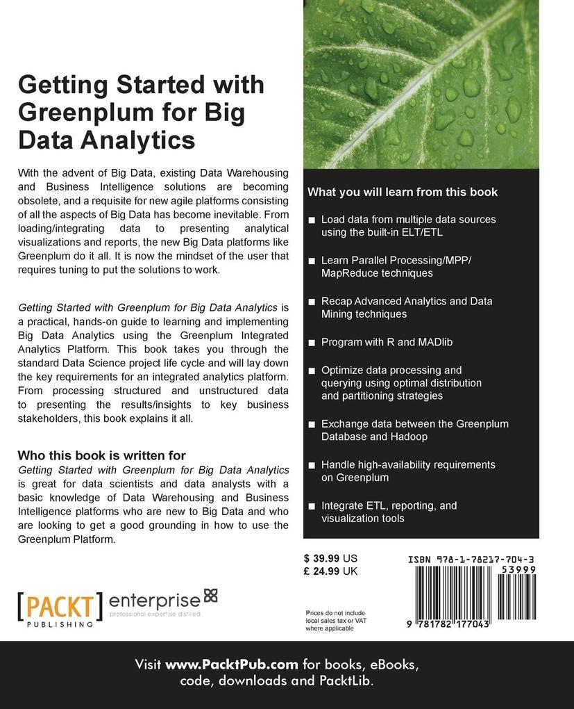 Weitere Ansicht: Getting Started with Greenplum for Big Data Analytics | Sunila Gollapudi