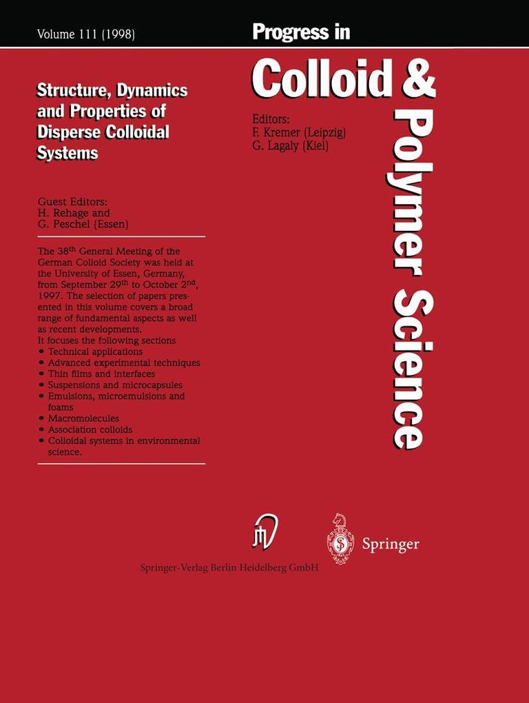 Produktbild: Structure, Dynamics and Properties of Dispersed Colloidal Systems