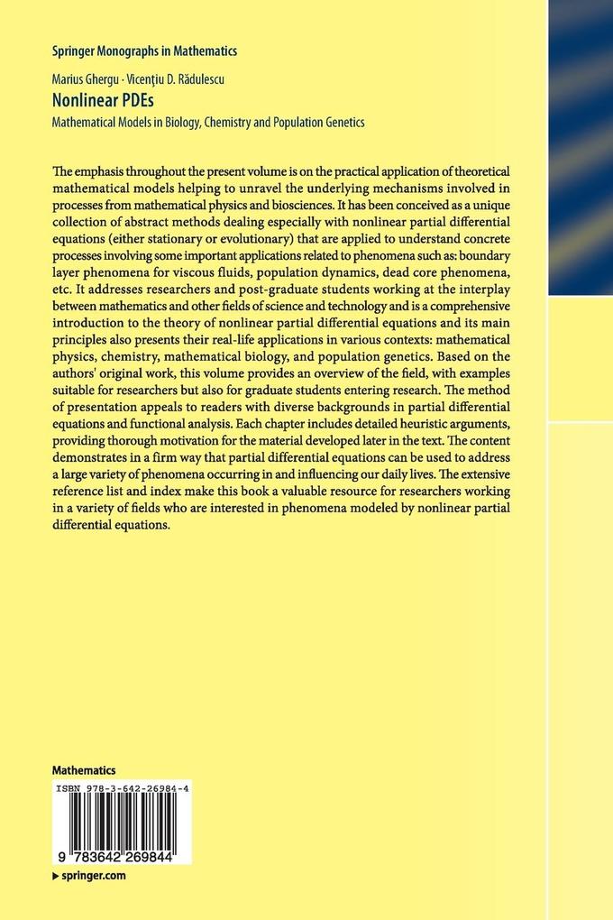 Weitere Ansicht: Nonlinear PDEs | Marius Ghergu, Vicentiu RADULESCU