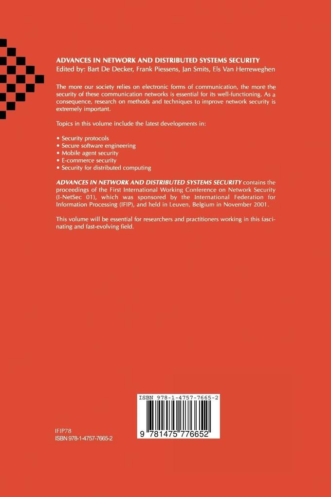Weitere Ansicht: Advances in Network and Distributed Systems Security