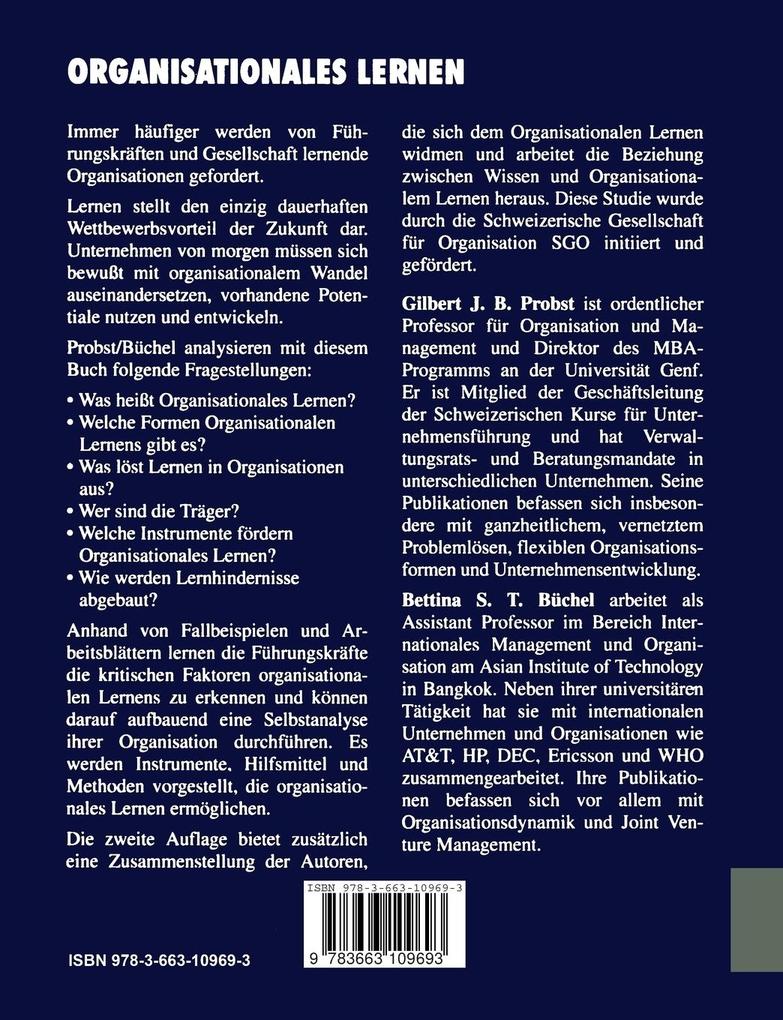 Weitere Ansicht: Organisationales Lernen | Bettina Büchel, Gilbert Probst