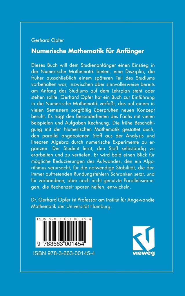 Weitere Ansicht: Numerische Mathematik für Anfänger | Gerhard Opfer
