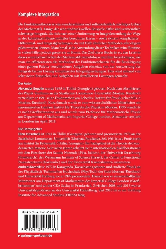 Weitere Ansicht: Komplexe Integration | Alexander O. Gogolin