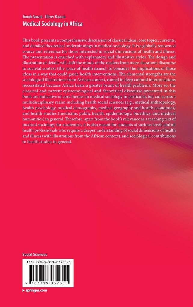 Weitere Ansicht: Medical Sociology in Africa | Jimoh Amzat, Oliver Razum