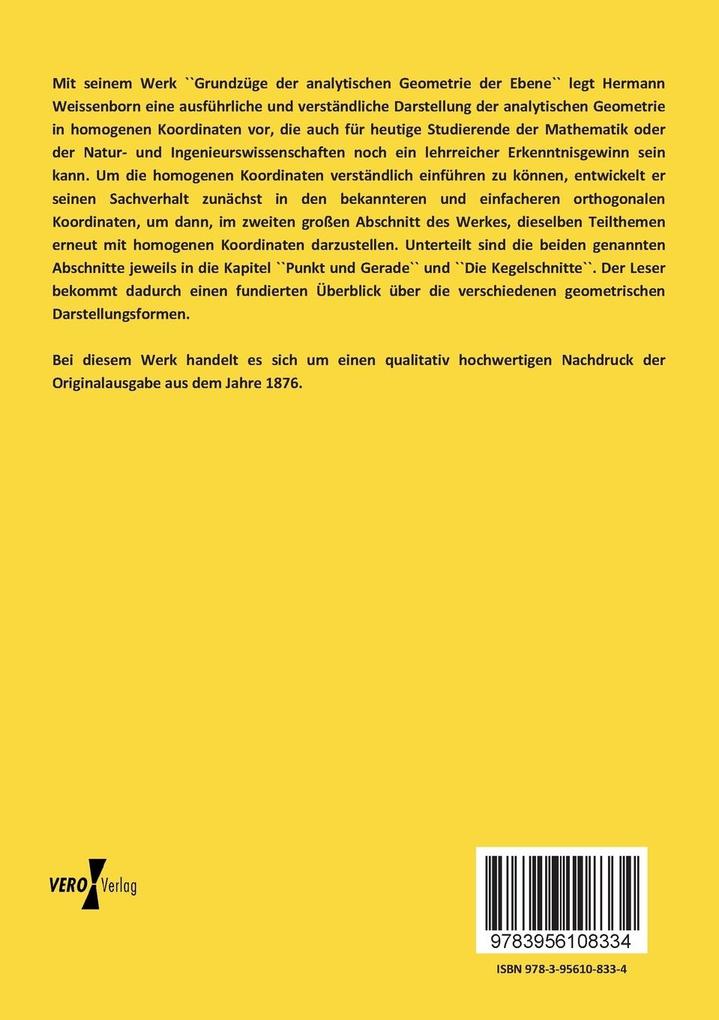 Weitere Ansicht: Grundzüge der analytischen Geometrie der Ebene | Hermann Weissenborn