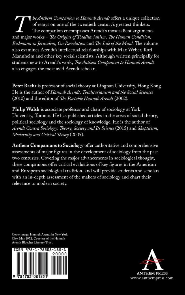 Weitere Ansicht: The Anthem Companion to Hannah Arendt