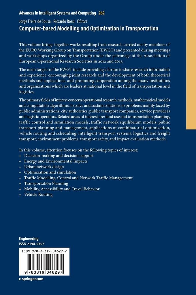 Weitere Ansicht: Computer-based Modelling and Optimization in Transportation