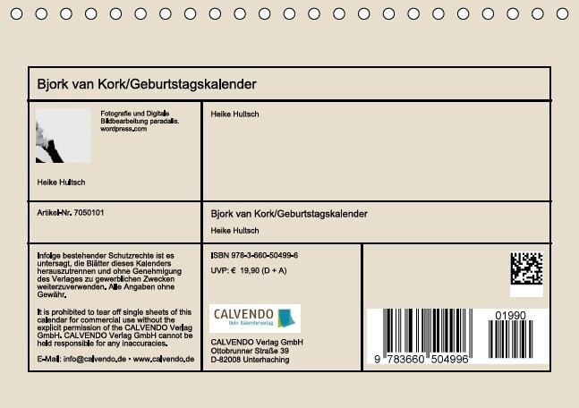 Weitere Ansicht: Bjork van Kork / Geburtstagskalender (Tischkalender immerwährend DIN A5 quer) | Heike Hultsch