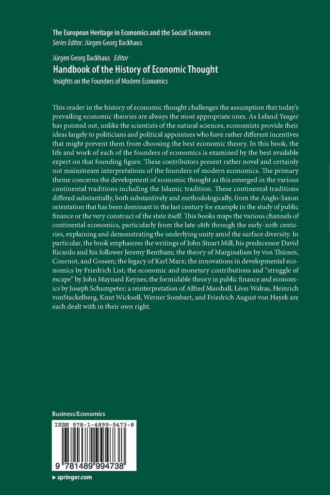 Weitere Ansicht: Handbook of the History of Economic Thought