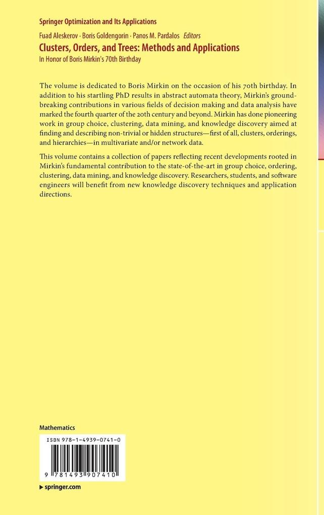 Weitere Ansicht: Clusters, Orders, and Trees: Methods and Applications