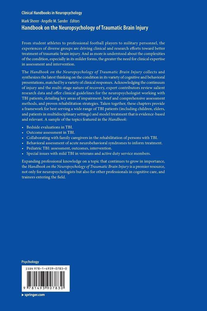 Weitere Ansicht: Handbook on the Neuropsychology of Traumatic Brain Injury