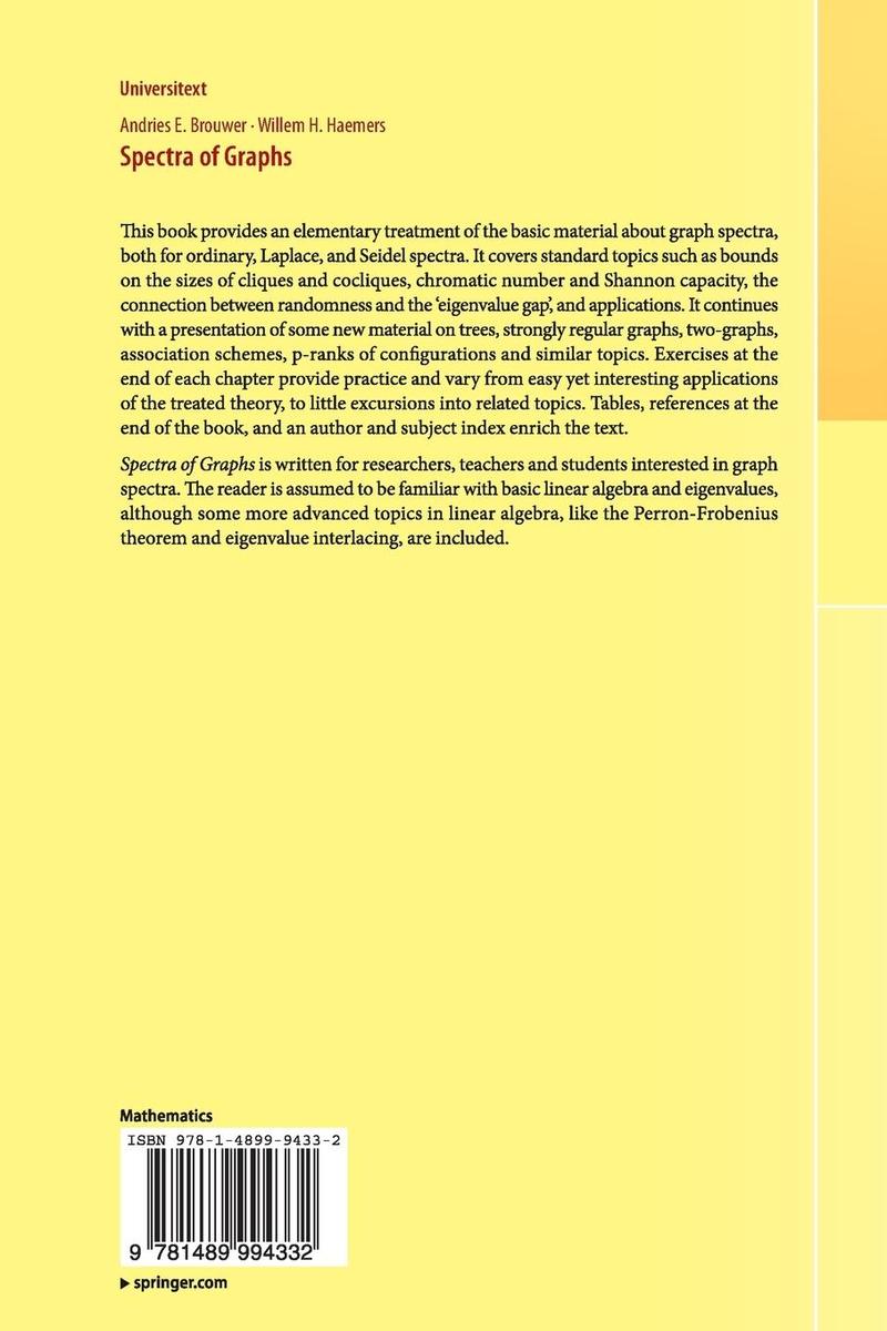 Weitere Ansicht: Spectra of Graphs | Andries E. Brouwer, Willem H. Haemers