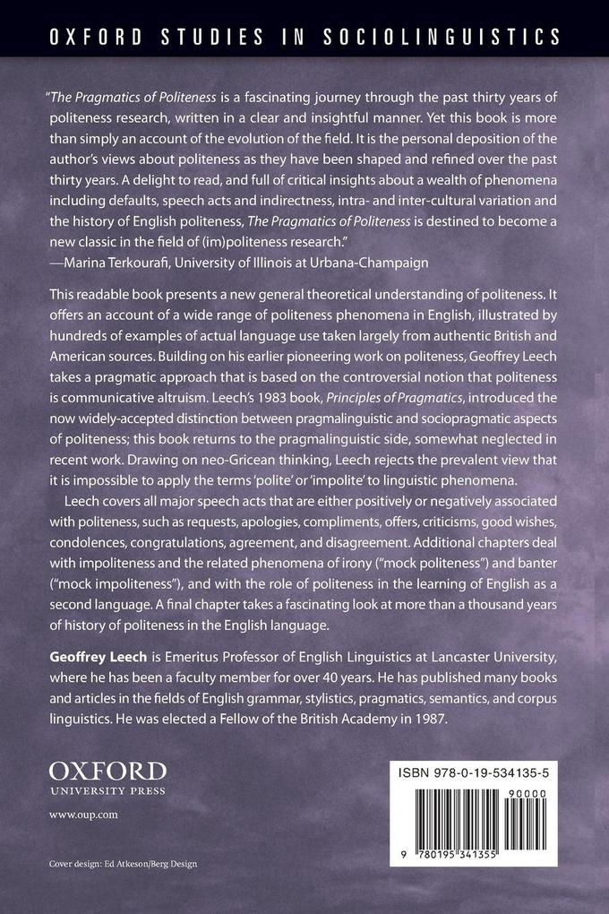 Weitere Ansicht: The Pragmatics of Politeness | Geoffrey N. Leech