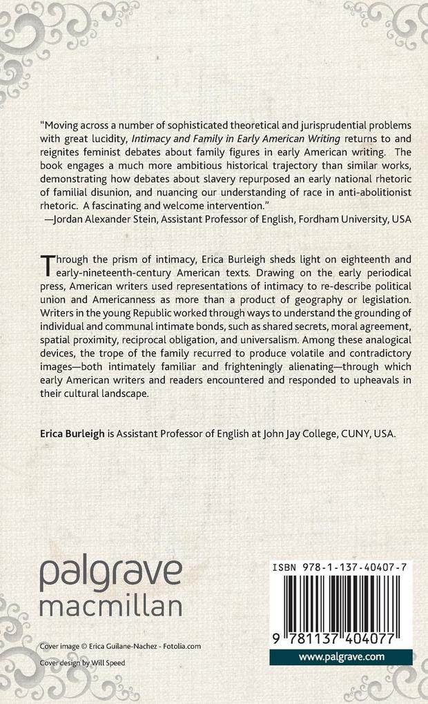 Weitere Ansicht: Intimacy and Family in Early American Writing | E. Burleigh, Erica Burleigh