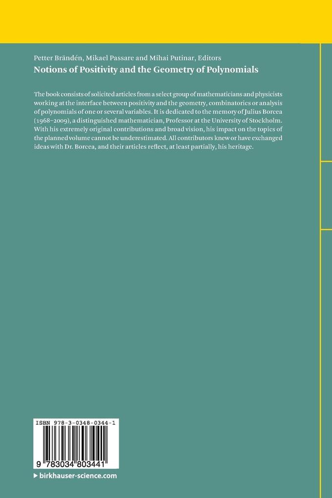 Weitere Ansicht: Notions of Positivity and the Geometry of Polynomials
