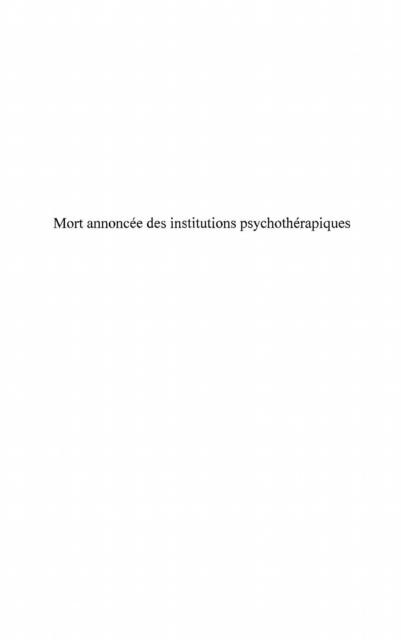 Mort annoncee des institutionspsychotherapiques als eBook pdf