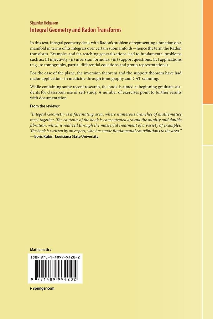 Weitere Ansicht: Integral Geometry and Radon Transforms | Sigurdur Helgason