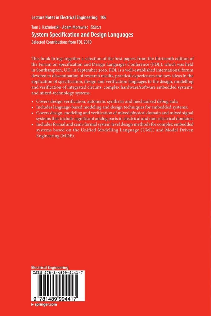 Weitere Ansicht: System Specification and Design Languages