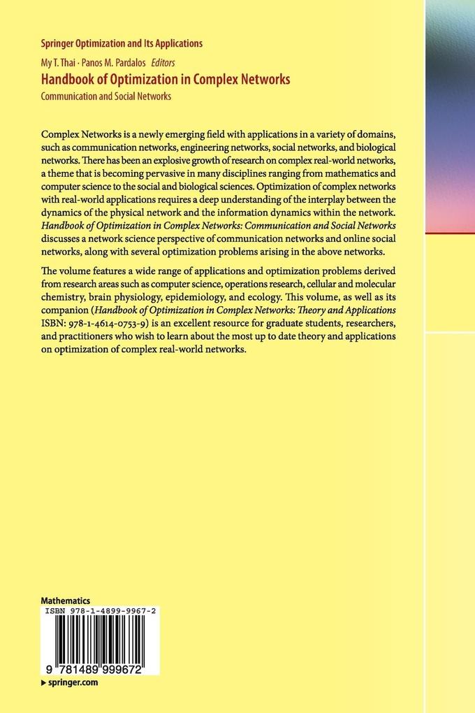 Weitere Ansicht: Handbook of Optimization in Complex Networks