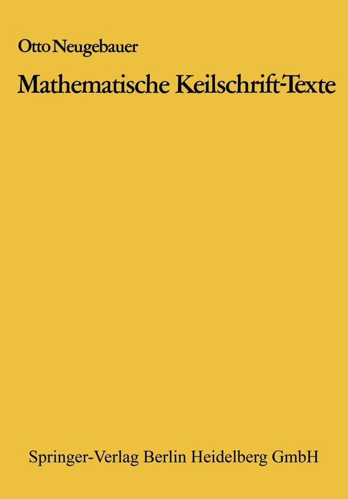 Produktbild: Mathematische Keilschrift-Texte | Otto Neugebauer