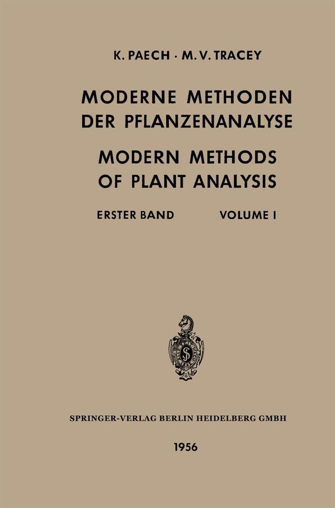 Produktbild: Moderne Methoden der Pflanzenanalyse / Modern Methods of Plant Analysis | Hans F. Linskens, Karl Paech, Bishnu Dat Sanwal, Michael Vincent Tracey