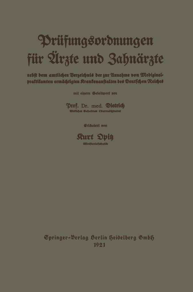 Produktbild: Leitfaden der Prüfungsordnungen für Ärzte und Zahnärzte | Eduard Dietrich, Kurt Opitz