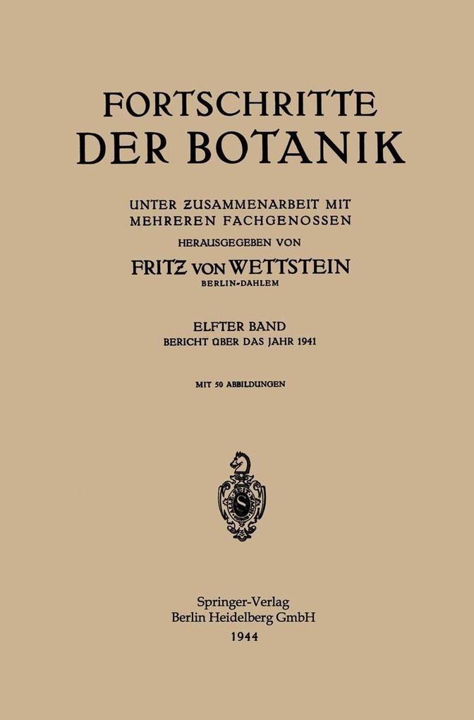 Produktbild: Fortschritte der Botanik | Fritz Von Wettstein