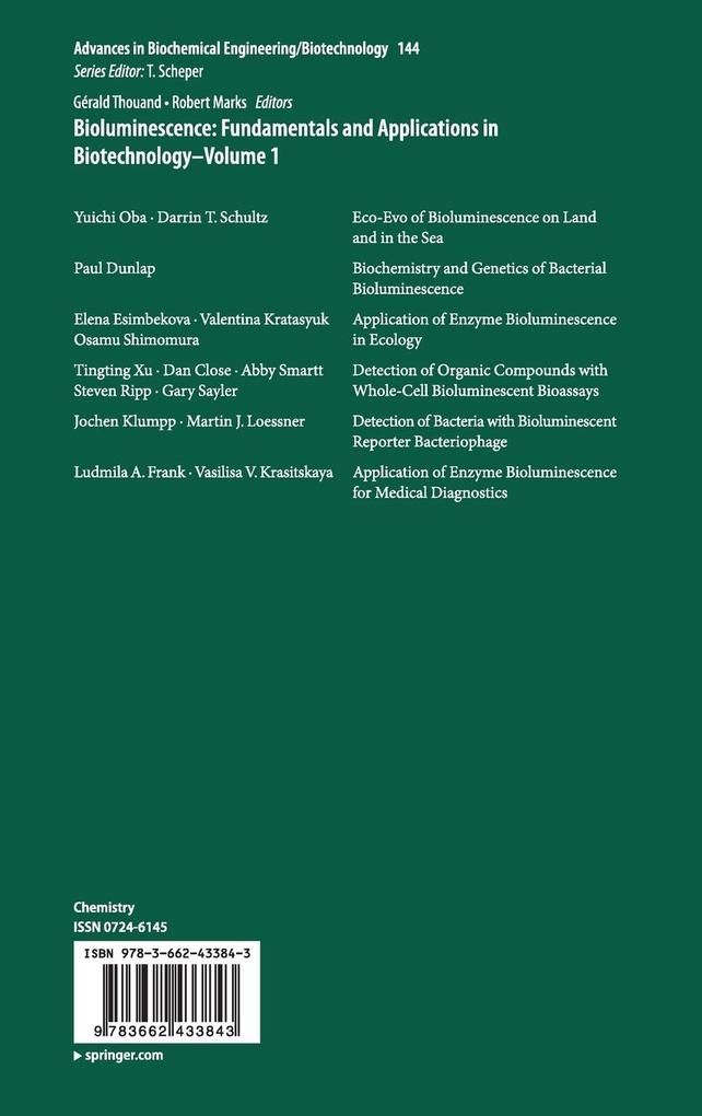 Weitere Ansicht: Bioluminescence: Fundamentals and Applications in Biotechnology - Volume 1