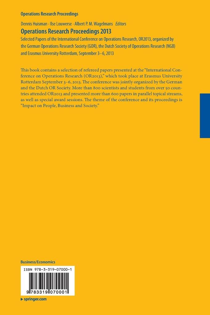 Weitere Ansicht: Operations Research Proceedings 2013