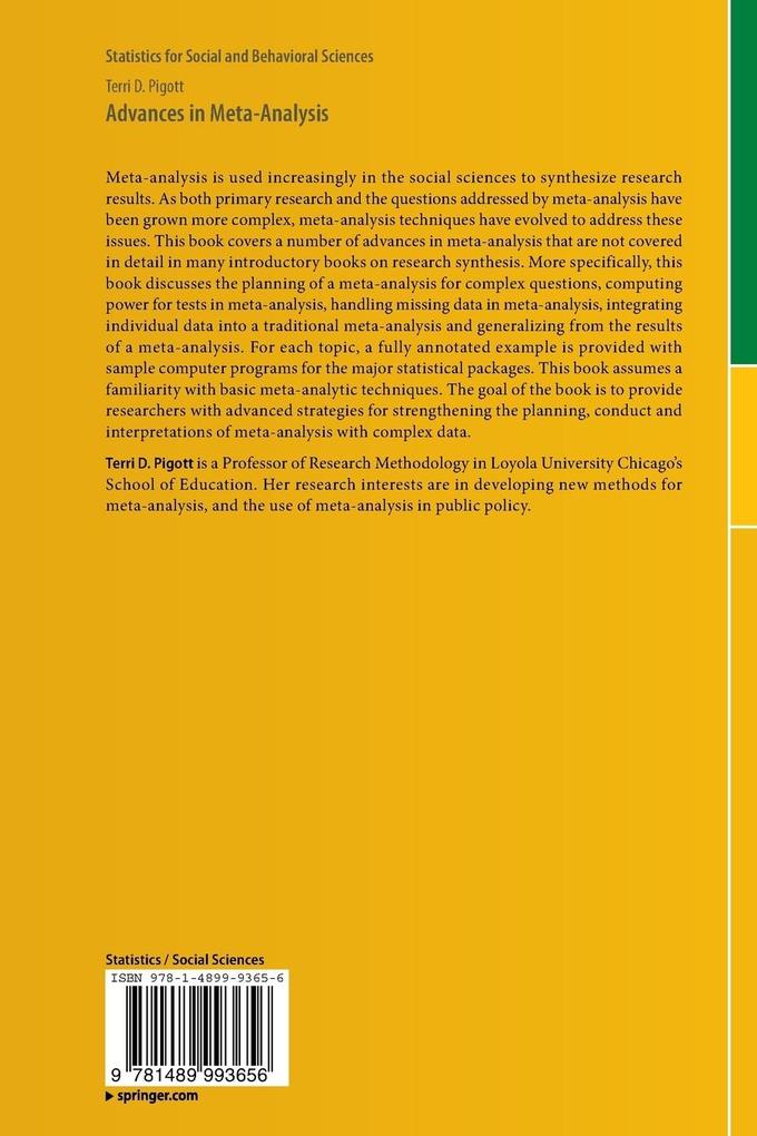 Weitere Ansicht: Advances in Meta-Analysis | Terri Pigott