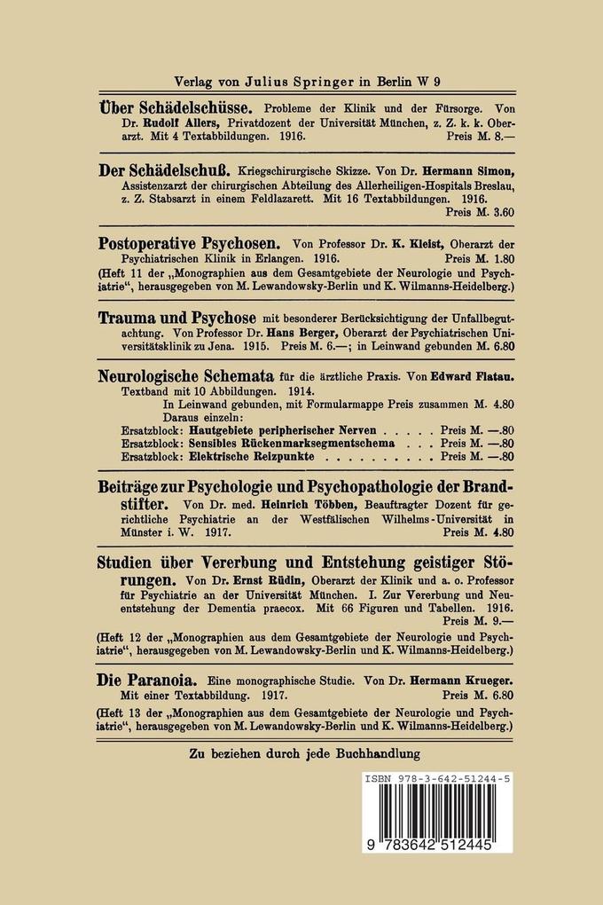 Weitere Ansicht: Über Epilepsie im Lichte der Kriegserfahrungen | Alfred Hauptmann