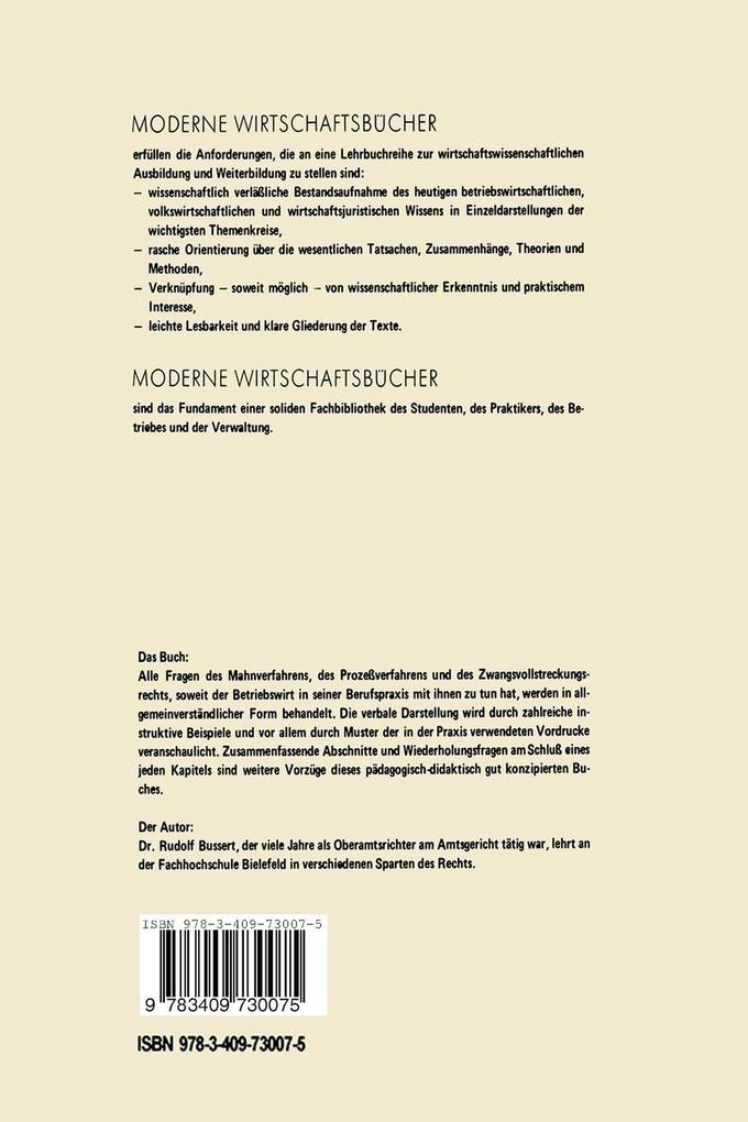Weitere Ansicht: Prozeß- und Zwangsvollstreckungsrecht für Betriebswirte | Rudolf Bussert