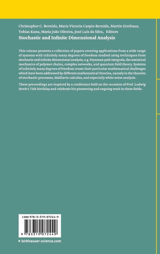 Weitere Ansicht: Stochastic and Infinite Dimensional Analysis