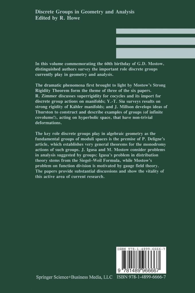 Weitere Ansicht: Discrete Groups in Geometry and Analysis | Howe