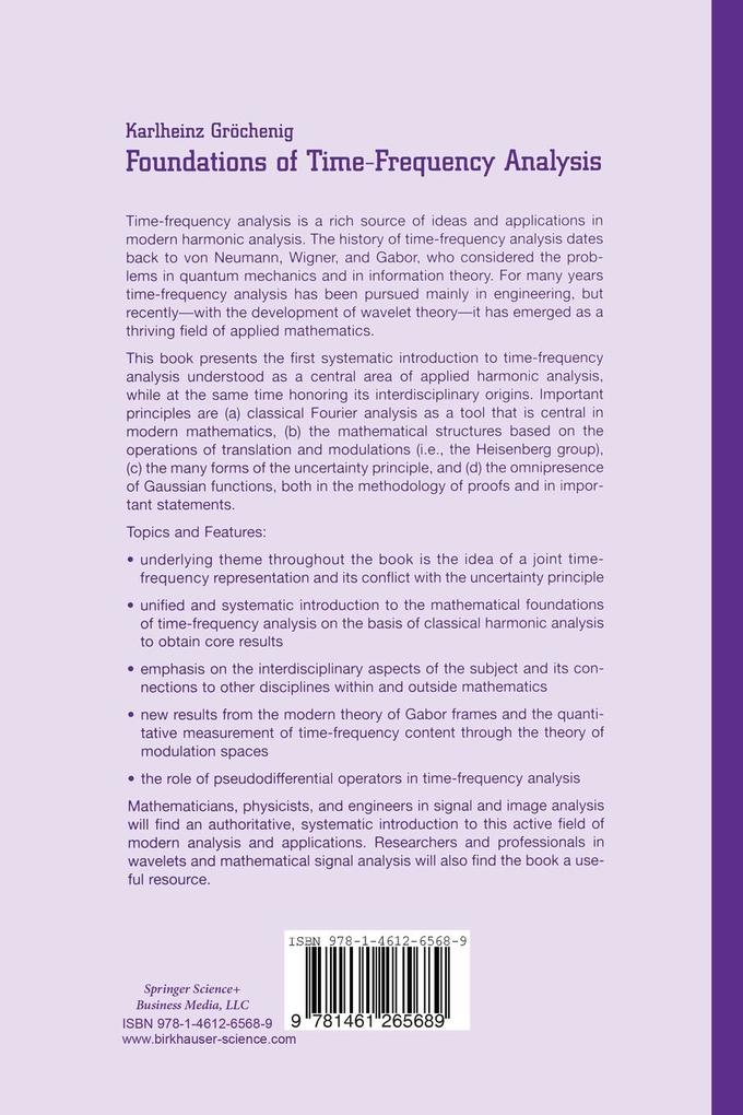 Weitere Ansicht: Foundations of Time-Frequency Analysis | Karlheinz Gröchenig