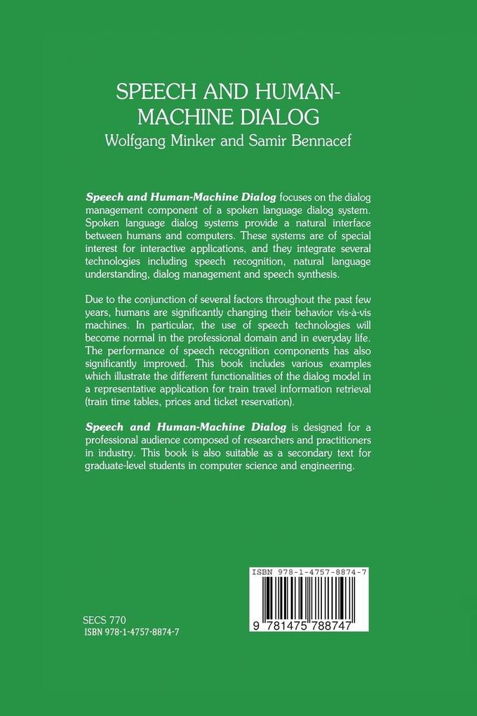 Weitere Ansicht: Speech and Human-Machine Dialog | Samir Bennacef, Wolfgang Minker