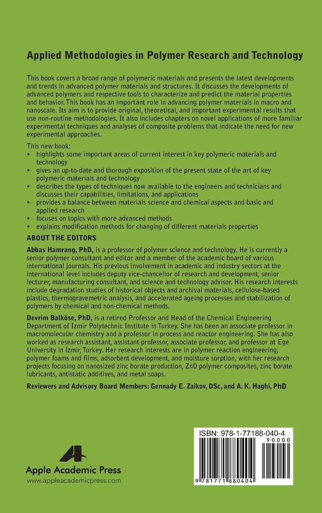 Weitere Ansicht: Applied Methodologies in Polymer Research and Technology