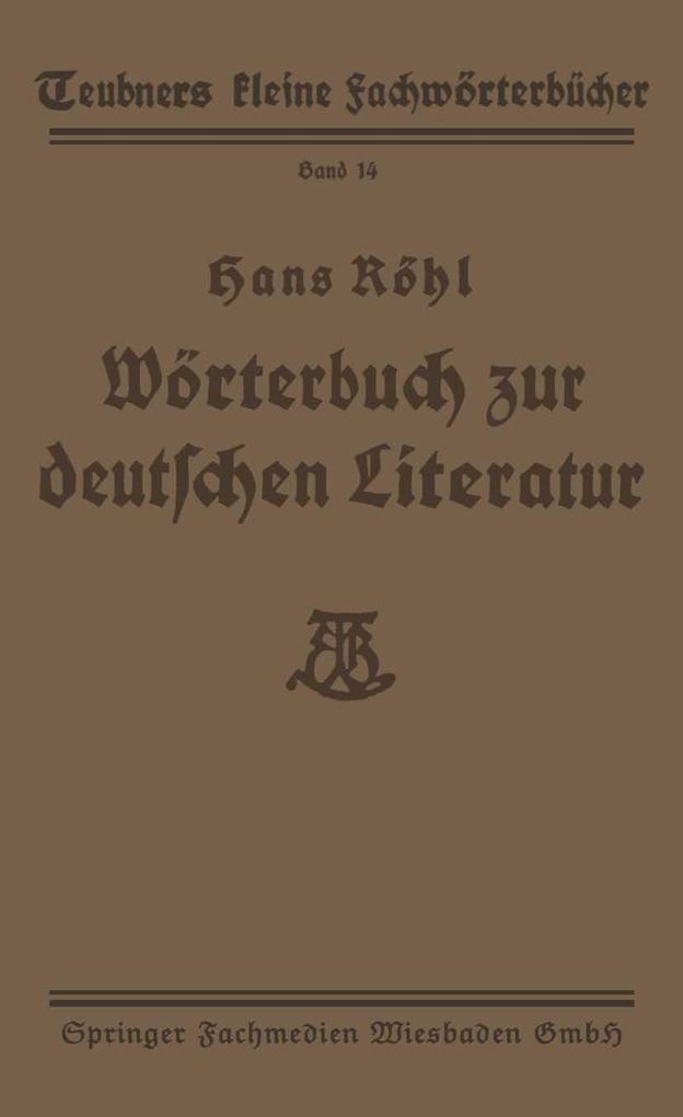 Produktbild: Wörterbuch zur deutschen Literatur | Hans Röhl