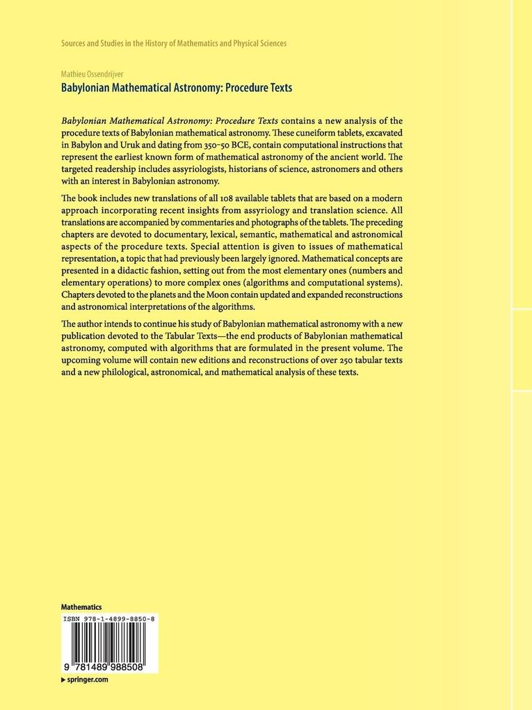 Weitere Ansicht: Babylonian Mathematical Astronomy: Procedure Texts | Mathieu Ossendrijver