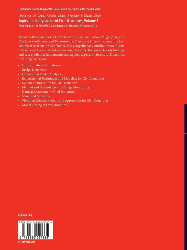 Weitere Ansicht: Topics on the Dynamics of Civil Structures, Volume 1