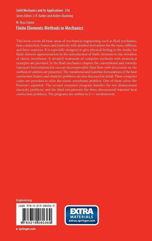Weitere Ansicht: Finite Elements Methods in Mechanics | M. Reza Eslami