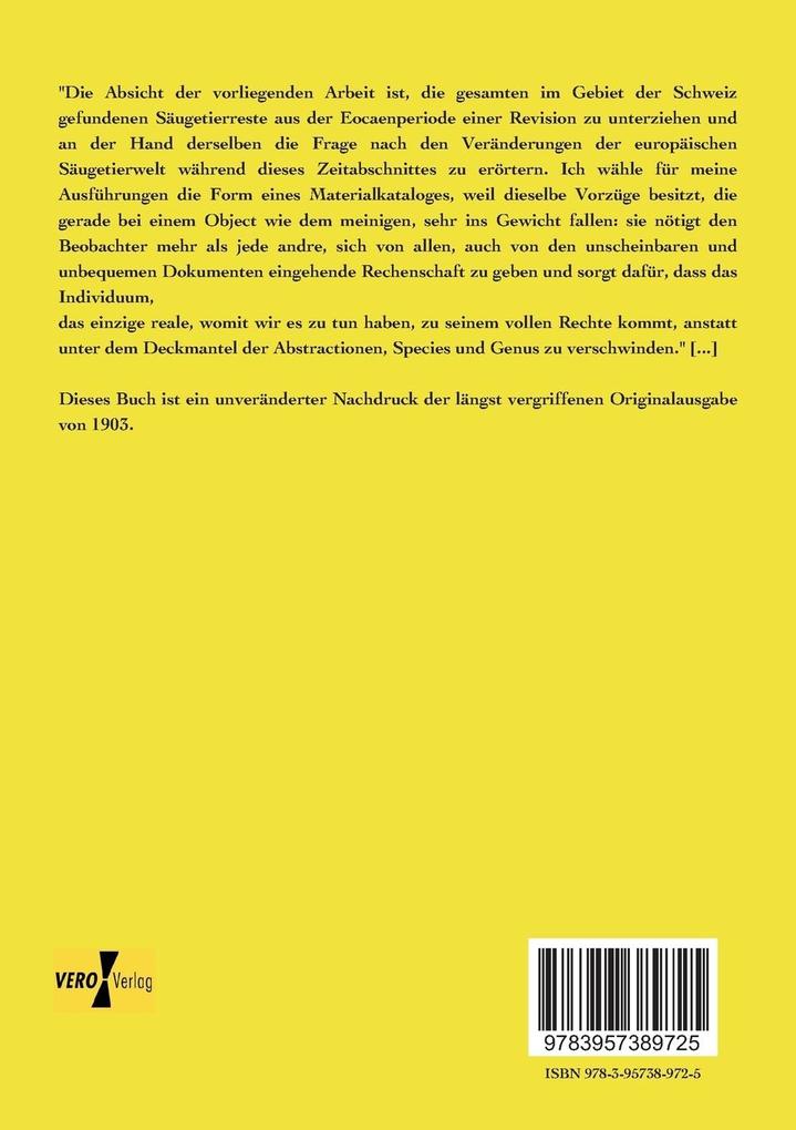 Weitere Ansicht: Die Säugetiere des schweizerischen Eocaens | Hans Georg Stehlin