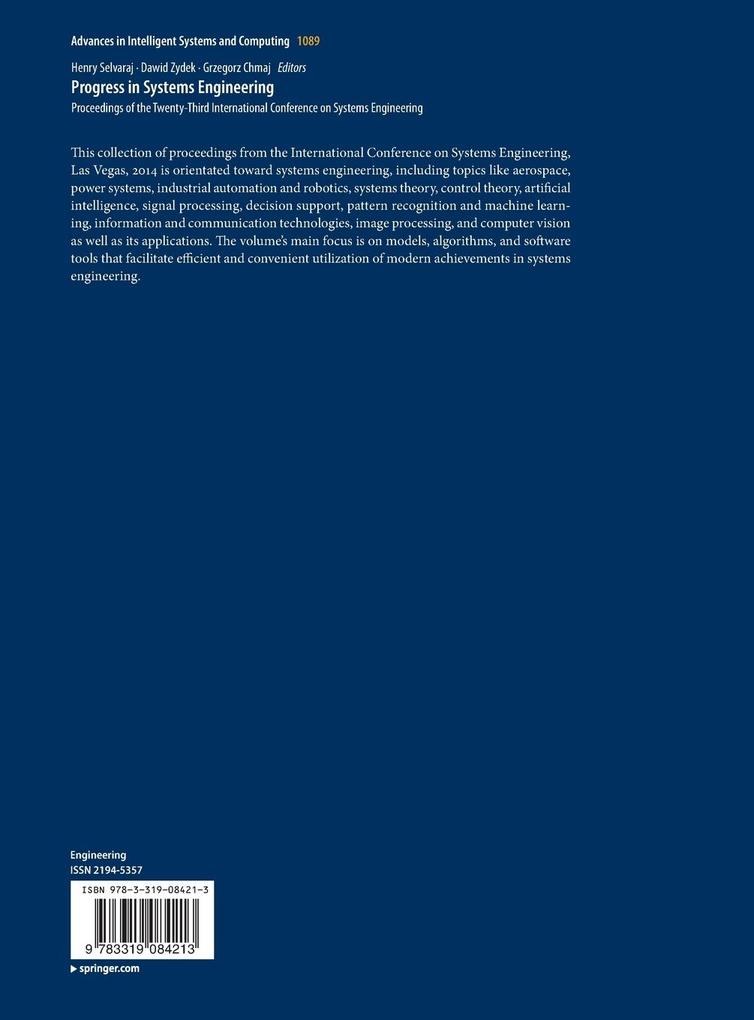 Weitere Ansicht: Progress in Systems Engineering