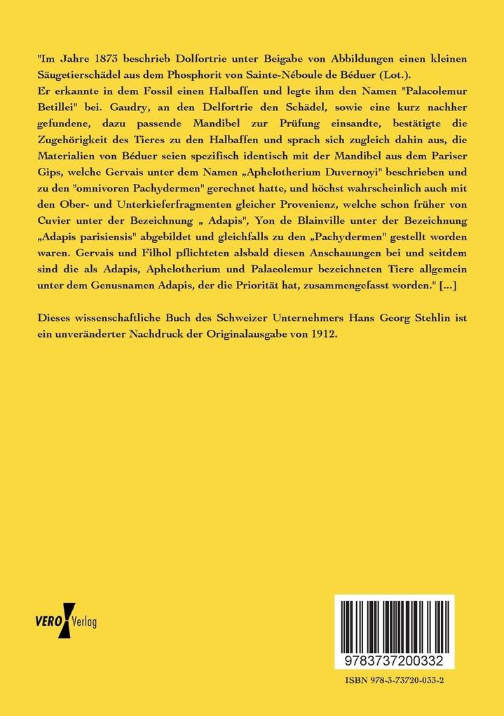 Weitere Ansicht: Die Säugetiere des schweizerischen Eocaens | Hans Georg Stehlin